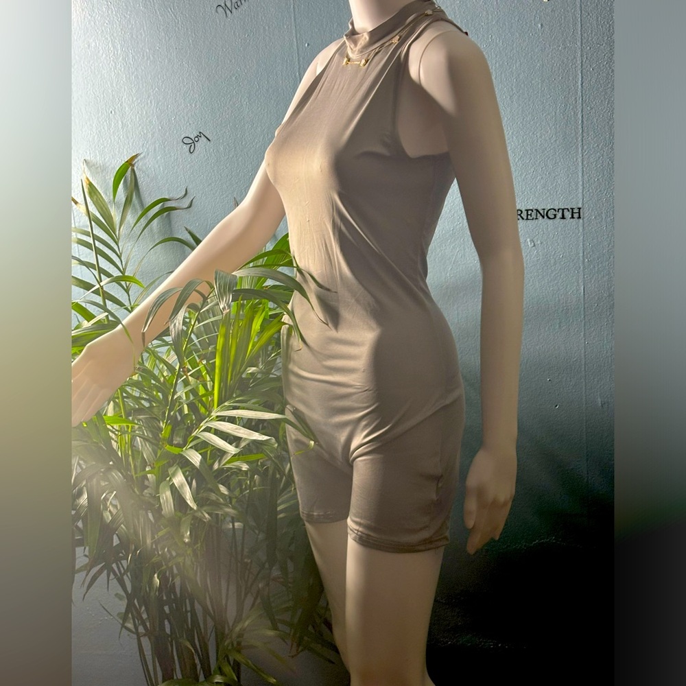 Gray bodycon romper.
